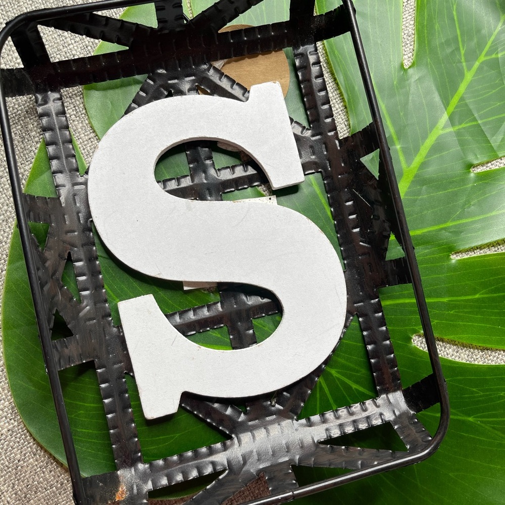 Metal Tobacco Basketweave Monogram “s” initial